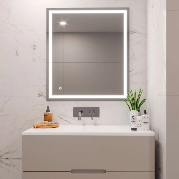 Espejo de baño Hercules con iluminación LED frontal y decorativa (AC 230V 50Hz)