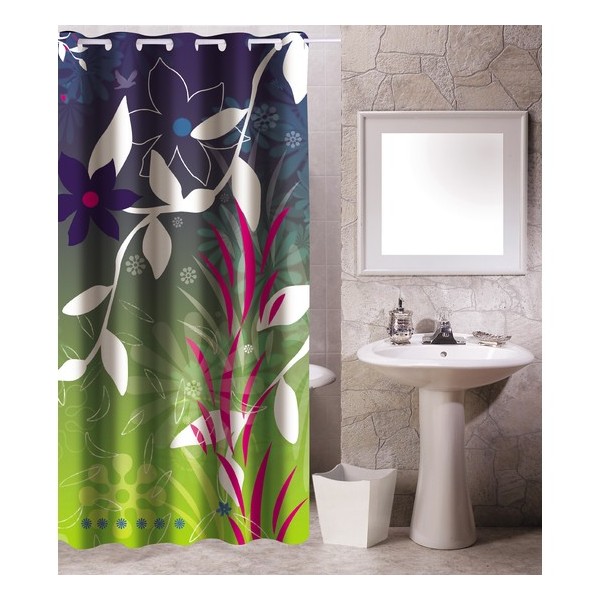 Cortina de baño con diseño de hojas