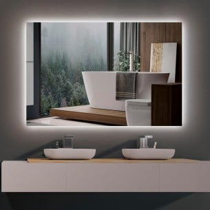 Miroir de salle de bain Cassiopeia avec éclairage décoratif à LED, diamètre  60 cm, AC 230V 50Hz, 20 W + 12 W, Aluminium et Verre.