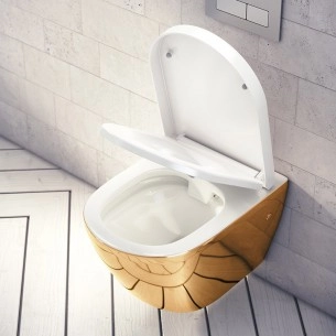 Toilette de couleur d'Or suspendu