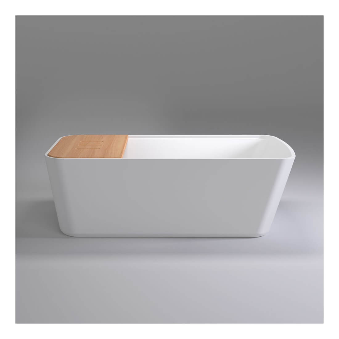 Bañera Píbor exenta con estante de Bambú para armonizar tu baño